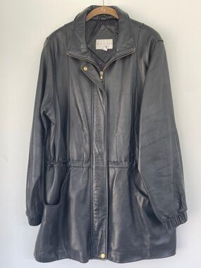 Worthington Vintage Women’s Black Leather Zip-Front Jacket XL